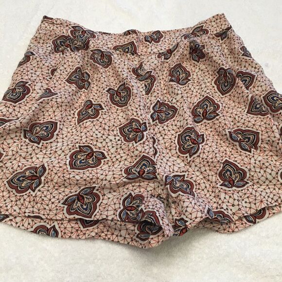 Paisley H M shorts brown blue rustpatterned size 6 elastic waist 100% v… - Picture 1 of 4